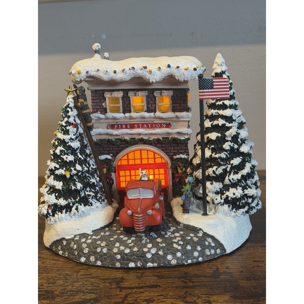 Thomas Kinkade 'A First Responder's Christmas' Lighted Fire Station Teleflora
